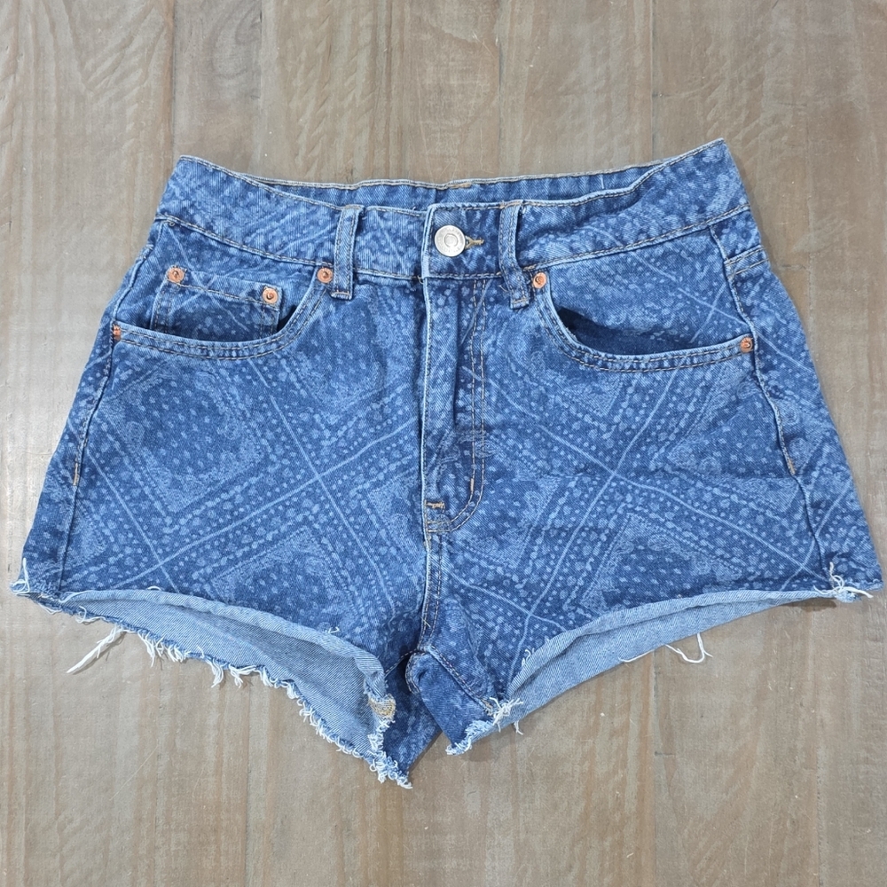 Aeropostale Women's Blue Patterned Jean Shorts #J0200